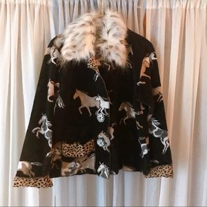 Horse jacket with faux fur collar